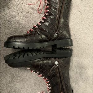 Jcrew croc lace up Micah boots